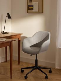Tapicerowane krzesło biurowe ze sztucznej skóry Fiji, obrotowe, Tapicerka: 100% poliester Dzięki tka, Stelaż: metal malowany proszkowo, Jasnoszara tkanina, S 66 x G 66 cm