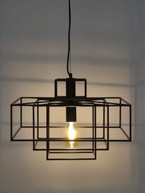 Hanglamp Cube in zwart, Gelakt metaal, Mat zwart, 46 x 50 cm