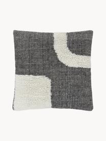 Ručně tkaný povlak na polštář Wool, Černá, krémově bílá, Š 45 cm, D 45 cm