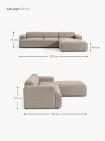 Ecksofa Melva (4-Sitzer), Bezug: 100 % Polyester Der strap, Gestell: Massives Kiefern- und Fic, Webstoff Greige, B 319 x T 195 cm, Eckteil links