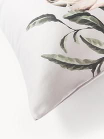 Poszewka na poduszkę z satyny bawełnianej Blossom, Jasny szary, wielobarwny, S 40 x D 80 cm