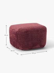 Pouf en peluche-bouclette Wolke, Peluche-bouclette lie de vin, larg. 64 x haut. 41 cm