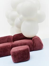 Sofa-Hocker Wolke aus Teddy-Bouclé, Bezug: Teddy-Bouclé (100 % Polye, Teddy-Bouclé Weinrot, B 64 x H 41 cm