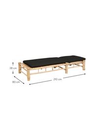 Bain de soleil en bambou avec matelas rembourré Bambed, Gris foncé, brun