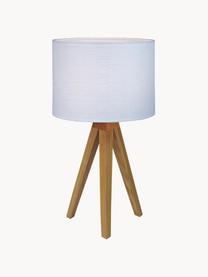 Tischlampe Kullen aus Eichenholz, Lampenfuß: Eichenholz, Lampenschirm: Polyester, Eichenholz, Weiß, Ø 23 x H 44 cm