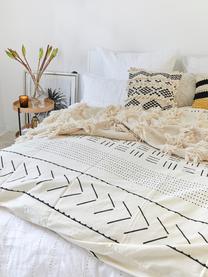 Funda nórdica de algodón Kohana, estilo boho, Blanco crema, negro, Cama 90 cm (150 x 220 cm)