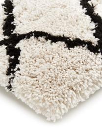 Ručně všívaný nadýchaný povlak na polštář Naima, Béžová, černá, Š 30 cm, D 50 cm