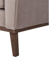 Fluwelen bank Alva (2-zits) in taupe met houten poten, Bekleding: fluweel (hoogwaardig poly, Frame: massief grenenhout, Poten: massief gebeitst beukenho, Taupe, B 184 x D 92 cm