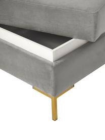 Sofa-Hocker Luna aus Samt mit Stauraum, Bezug: Samt (100 % Polyester), O, Gestell: Massives Buchenholz, Schi, Samt Grau, B 77 x T 77 cm