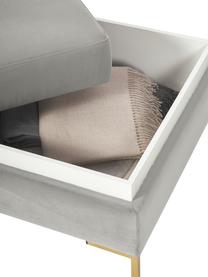 Sofa-Hocker Luna aus Samt mit Stauraum, Bezug: Samt (100 % Polyester), O, Gestell: Massives Buchenholz, Schi, Samt Grau, B 77 x T 77 cm