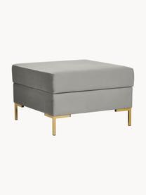 Sofa-Hocker Luna aus Samt mit Stauraum, Bezug: Samt (100 % Polyester), O, Gestell: Massives Buchenholz, Schi, Samt Grau, Goldfarben, B 77 x H 49 cm