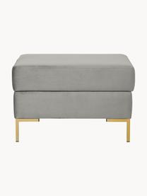 Sofa-Hocker Luna aus Samt mit Stauraum, Bezug: Samt (100 % Polyester), O, Gestell: Massives Buchenholz, Schi, Füße: Metall, galvanisiert Das , Samt Grau, Goldfarben, B 77 x H 49 cm