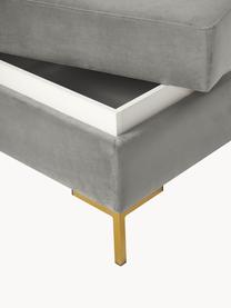 Sofa-Hocker Luna aus Samt mit Stauraum, Bezug: Samt (100 % Polyester) De, Gestell: Massives Buchenholz, Schi, Füße: Metall, galvanisiert Das , Samt Grau, Goldfarben, B 77 x H 49 cm