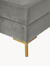 Sofa-Hocker Luna aus Samt mit Stauraum, Bezug: Samt (100 % Polyester), O, Gestell: Massives Buchenholz, Schi, Samt Grau, Goldfarben, B 77 x H 49 cm