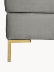 Sofa-Hocker Luna aus Samt mit Stauraum, Bezug: Samt (100 % Polyester), O, Gestell: Massives Buchenholz, Schi, Samt Grau, Goldfarben, B 77 x H 49 cm