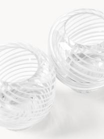 Mundgeblasene Teelichthalter Suze, 2 Stück, Glas, mundgeblasen, Weiss, transparent, Ø 9 x H 9 cm