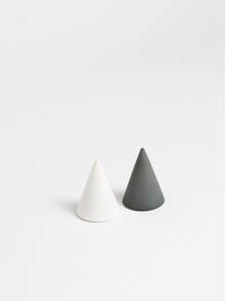 Designer Salz- und Pfefferstreuer Cone aus Porzellan, 2er-Set, Porzellan, Silikon, Weiß, Anthrazit, Ø 6 x H 8 cm