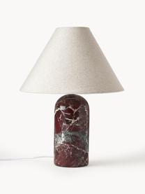 Lampe à poser avec pied en marbre Gia, Beige, rouge, marbré, Ø 30 x haut. 39 cm