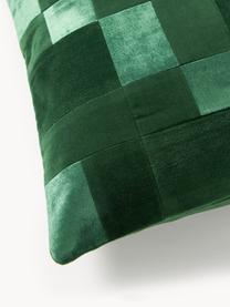 Housse de coussin 50x50 patchwork en velours Bastien, Tons vert foncé, larg. 50 x long. 50 cm