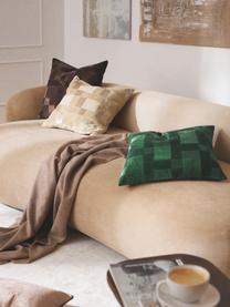 Housse de coussin 50x50 patchwork en velours Bastien, Tons vert foncé, larg. 50 x long. 50 cm