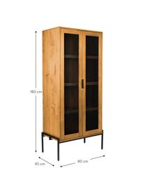 Dressoir Hardy van hout en metaal, Frame: MDF met eikenhoutfineer, , Poten: gecoat metaal, Eikenhoutkleurig, zwart, 80 x 180 cm