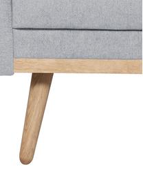 Poltrona in velluto grigio chiaro con piedini in legno Saint, Rivestimento: poliestere 50.000 cicli d, Struttura: legno di pino massiccio, , Tessuto grigio chiaro, Larg. 85 x Prof. 76 cm