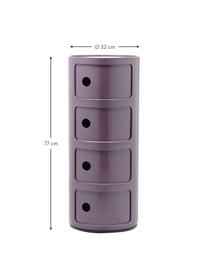 Designový odkládací stolek Componibili, 4 moduly, Umělá hmota, s certifikací Greeguard, Fialová, lesklá, Ø 32 cm, V 77 cm