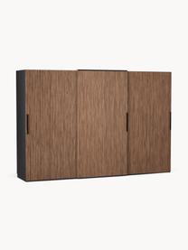 Modularer Schwebetürenschrank Simone, 300 cm Breite, mehrere Varianten, Korpus: Spanplatte, melaminbeschi, Walnussholz-Optik, Schwarz, Basic Interior, B 300 x H 200 cm