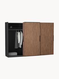 Modularer Schwebetürenschrank Simone, 300 cm Breite, mehrere Varianten, Korpus: Spanplatte, melaminbeschi, Walnussholz-Optik, Schwarz, Basic Interior, B 300 x H 200 cm