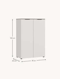 Büroschrank Ancona, Oberfläche: Spanplatte mit Melaminhar, Front: Spanplatte mit Melaminhar, Griffe: Metall, pulverbeschichtet, Hellbeige, Holz in Nussbaumoptik, B 81 x H 120 cm