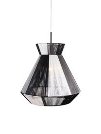 Zwart-witte hanglamp Random in koord optiek, Lampenkap: katoen, Zwart, wit, Ø 40 x H 38 cm