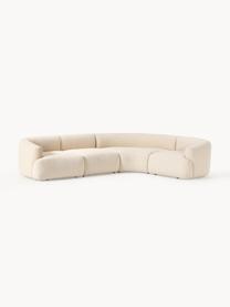 Sofá rinconera modular en tejido bouclé Sofia (4 plazas), Tapizado: tejido bouclé (100% polié, Estructura: madera de abeto, tablero , Patas: plástico Este producto es, Bouclé beige claro, An 312 x F 235 cm