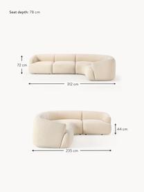 Narożna sofa modułowa Bouclé Sofia (4-osobowa), Tapicerka: Bouclé (100% poliester) D, Stelaż: drewno świerkowe, płyta w, Nogi: tworzywo sztuczne Ten pro, Jasnobeżowy Bouclé, S 312 x G 235 cm