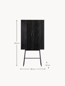 Chiffonnier de madera Holsen, Estructura: metal recubierto, Negro, An 80 x Al 160 cm