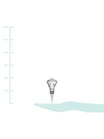 Flessenstoppen Facettes uit geslepen glas, 3-delig, Edelstaal, glas, Staalkleurig, transparant, Ø 4 x H 10 cm