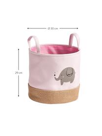 Cesta Elefant, Poliéster, yute, Rosa, gris, beige, Ø 30 x Al 29 cm