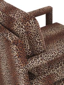 Poltrona in velluto con motivo leopardato Claudette, Rivestimento: velluto (100% poliestere), Struttura: legno di pino massello, c, Marrone, nero, Larg. 65 x Prof. 75 cm