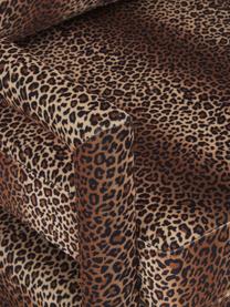 Poltrona in velluto con motivo leopardato Claudette, Rivestimento: velluto (100% poliestere), Struttura: legno di pino massello, c, Marrone, nero, Larg. 65 x Prof. 75 cm
