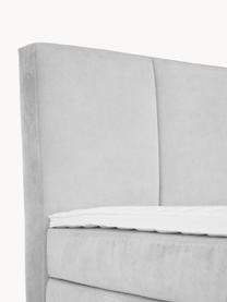 Łóżko kontynentalne Oberon, Nogi: tworzywo sztuczne Ten pro, Jasnoszara tkanina, S 140 x D 200 cm, stopień twardości H2