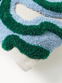 Copricuscino con decoro capitonnè Jiri, Retro: 100% cotone, Verde scuro, azzurro, Larg. 50 x Lung. 50 cm