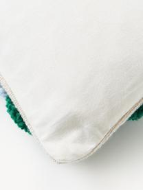 Kissenhülle Jiri mit getufteter Verzierung, Vorderseite: 85 % Wolle (RWS-zertifizi, Rückseite: 100 % Baumwolle, Dunkelgrün, Hellblau, B 50 x L 50 cm
