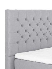 Premium boxspring bed Phoebe, Matras: 7-zones-pocketveringkern , Poten: massief gelakt beukenhout, Grijs, 160 x 200 cm