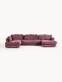 Narożna sofa modułowa Tribeca, Tapicerka: 100% poliester Dzięki tka, Stelaż: drewno bukowe, drewno sos, Nogi: drewno sosnowe Ten produk, Ciemnofioletowa tkanina, S 356 x G 192 cm, lewostronna