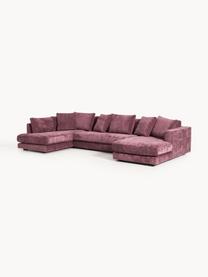 Narożna sofa modułowa Tribeca, Tapicerka: 100% poliester Dzięki tka, Stelaż: drewno bukowe, drewno sos, Nogi: drewno sosnowe Ten produk, Ciemnofioletowa tkanina, S 356 x G 192 cm, lewostronna