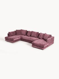 Narożna sofa modułowa Tribeca, Tapicerka: 100% poliester Dzięki tka, Stelaż: drewno bukowe, drewno sos, Nogi: drewno sosnowe Ten produk, Ciemnofioletowa tkanina, S 356 x G 192 cm, lewostronna