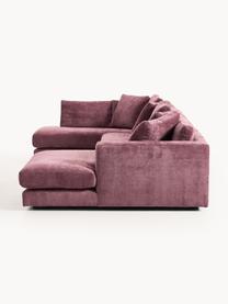 Narożna sofa modułowa Tribeca, Tapicerka: 100% poliester Dzięki tka, Stelaż: drewno bukowe, drewno sos, Nogi: drewno sosnowe Ten produk, Ciemnofioletowa tkanina, S 356 x G 192 cm, lewostronna