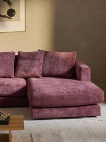 Narożna sofa modułowa Tribeca, Tapicerka: 100% poliester Dzięki tka, Stelaż: drewno bukowe, drewno sos, Nogi: drewno sosnowe Ten produk, Ciemnofioletowa tkanina, S 356 x G 192 cm, lewostronna