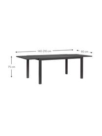 Table de jardin anthracite extensible Hilde, de différentes tailles, Anthracite, larg. de 160 à 240 x prof. 90 cm