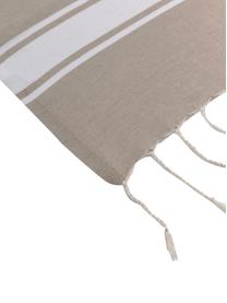 Ręcznik plażowy z frędzlami St Tropez, 100% bawełna, Beżowy, biały, S 100 x D 200 cm