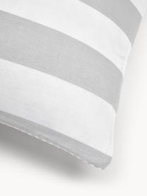Gestreepte katoenen omkeerbare kussenhoes Lorena, Weeftechniek: renforcé Draaddichtheid 1, Lichtgrijs, wit, B 60 x L 70 cm